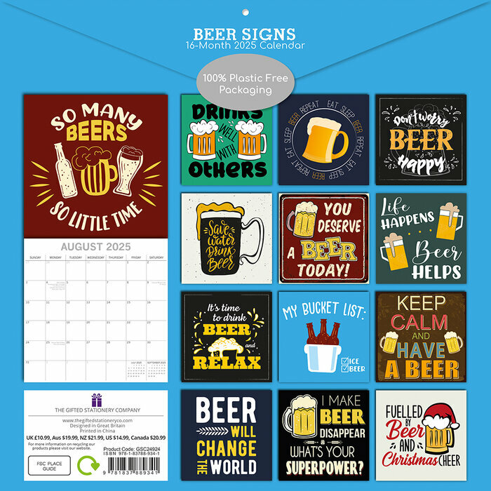 Calendrier Papier 2025 Affiches Humoristiques Fan Bière
