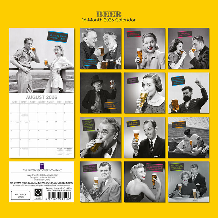 Calendrier Papier 2025 Photo Humour Fan Bire 