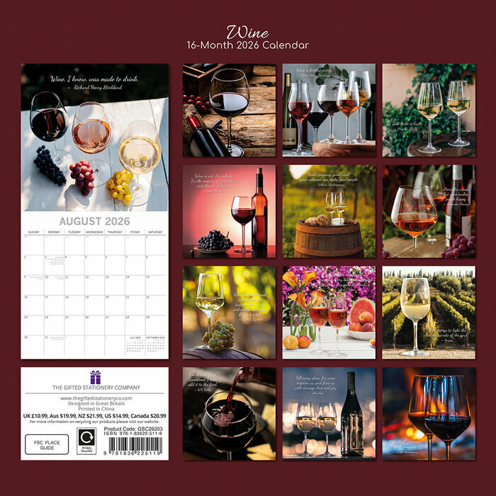 Calendrier Papier 2025 Amateurs de Vins Instants Dgustations