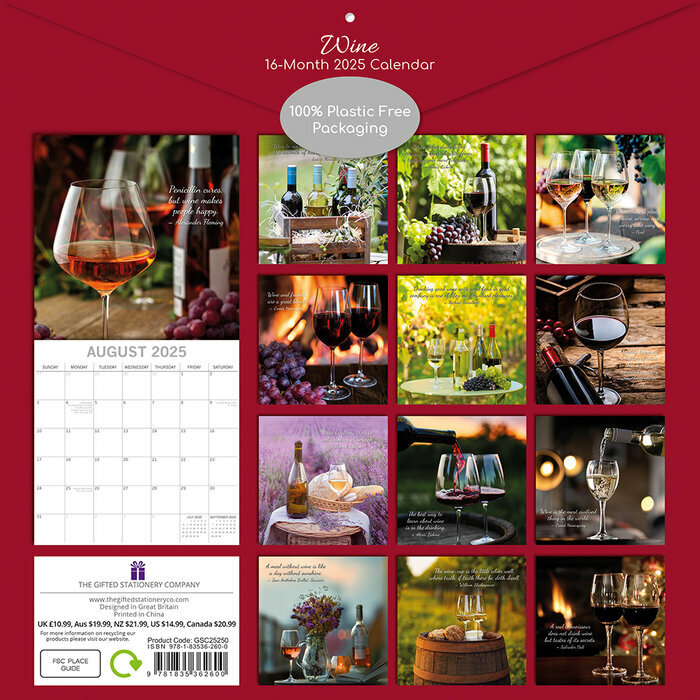Calendrier Papier 2025 Amateurs de Vins Instants Dégustations