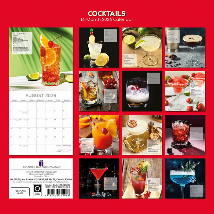 Calendrier Papier 2025 Cocktails Mixologie