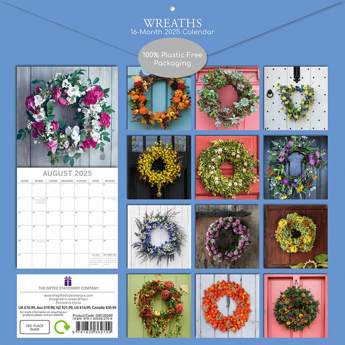 Calendrier Papier 2025 Couronnes de Fleurs