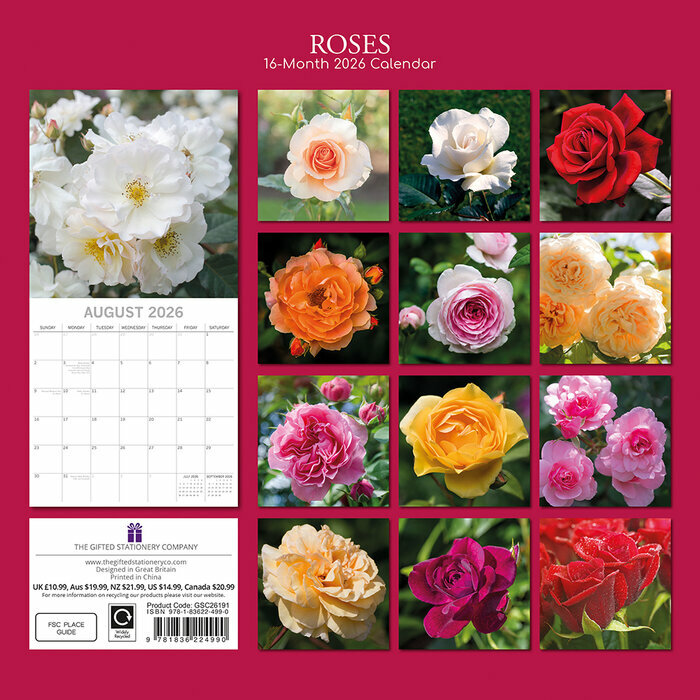 Calendrier Papier 2025 Roses et Boutons de Rose
