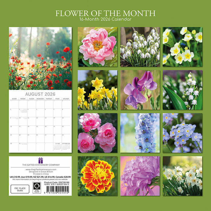 Calendrier  2026 Une Fleur par Mois et Saisons