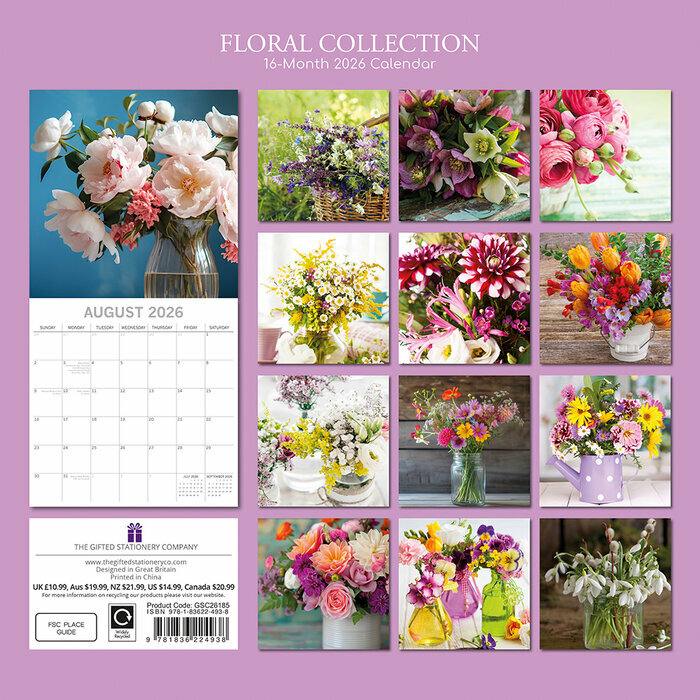 Calendrier Papier 2025 Bouquets de Fleurs Compositions Florales