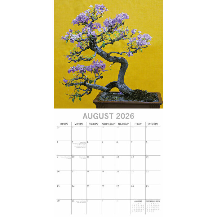 Calendrier Mural 2026 Bonsaïs d'Intérieur