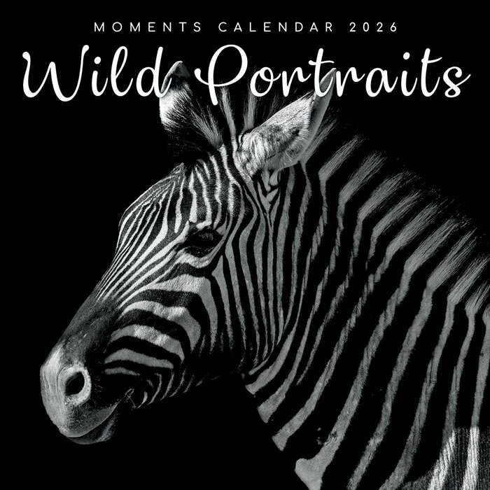 Calendrier Mural 2026 Portraits Animaux Sauvages Noir et Blanc