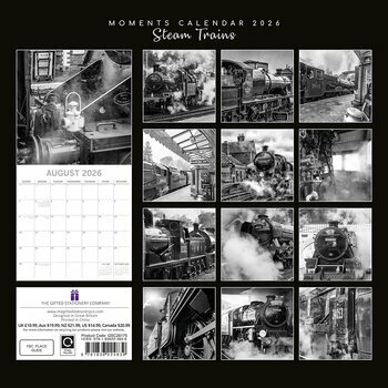 Calendrier 2026 Train à Vapeur Noir et Blanc