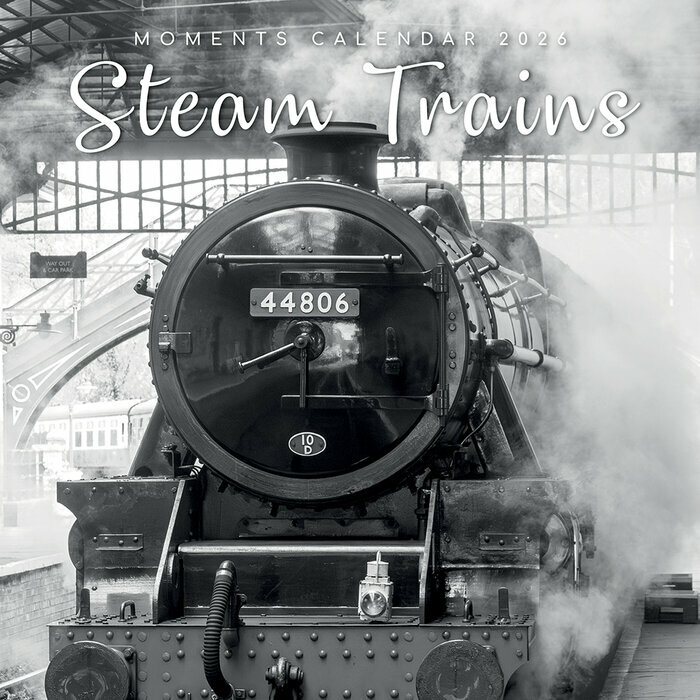 Calendrier Mural 2026 Train  Vapeur Noir et Blanc