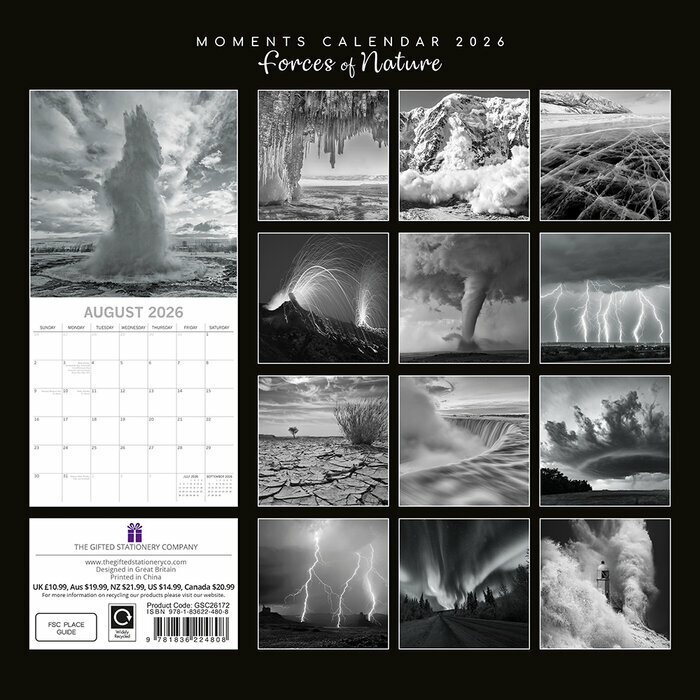 Calendrier 2026 Nature Dchaine Orage Tempte Noir et Blanc