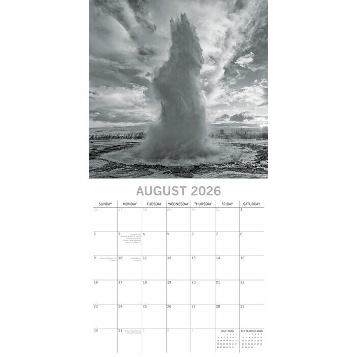 Calendrier Mural 2026 Nature Dchaine Orage  Noir et Blanc