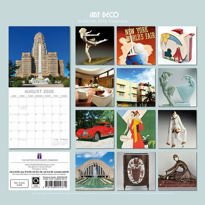 Calendrier 2026 Mouvement Art Dco Architecture