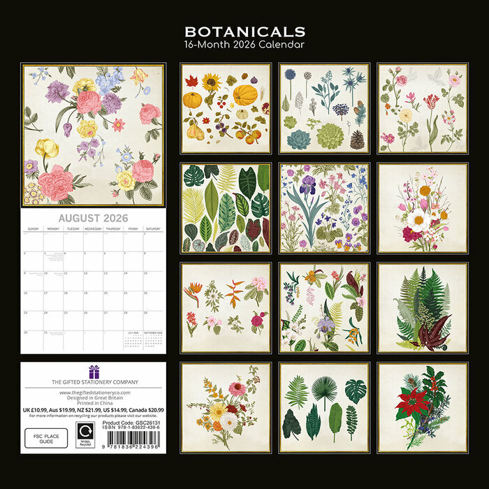 Calendrier 2026 Dessins Botanique Fleurs