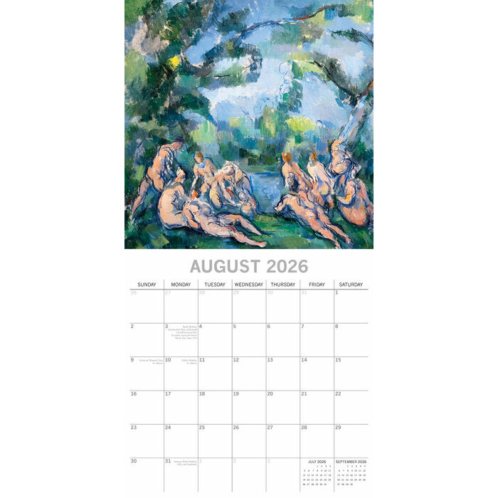 Calendrier papier 2026 Artiste Paul Czanne impressionniste