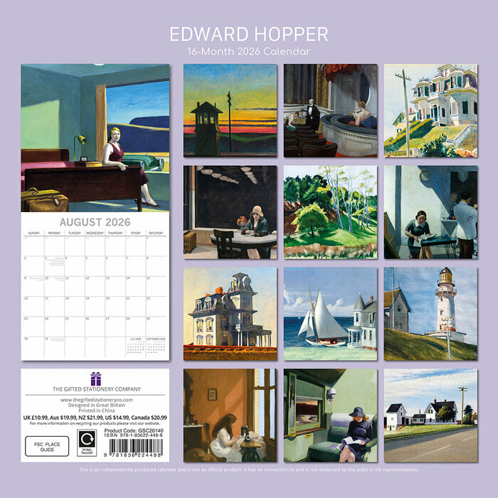Calendrier 2026 Artiste Edouard Hopper