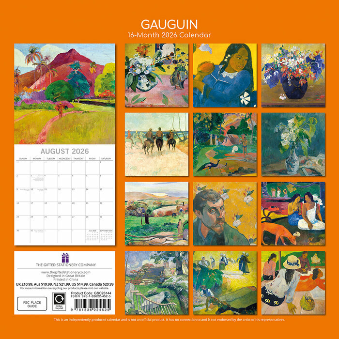 Calendrier 2026 Artiste Paul Gauguin Symbolisme