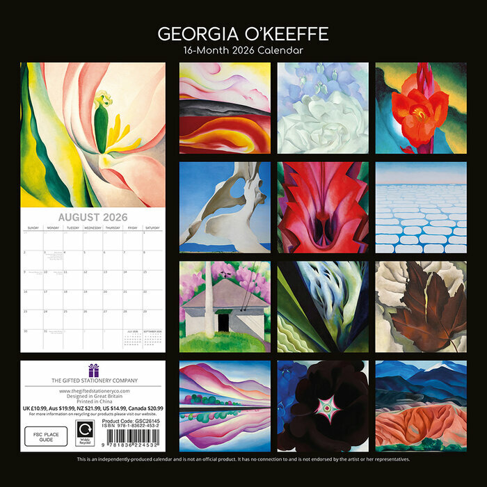 Calendrier 2026 Artiste Georgia O'Keeffe