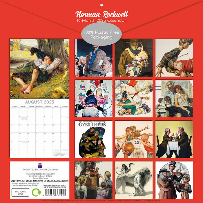 Calendrier Papier 2025 Artiste Norman Rockwell Saturday Evening Post