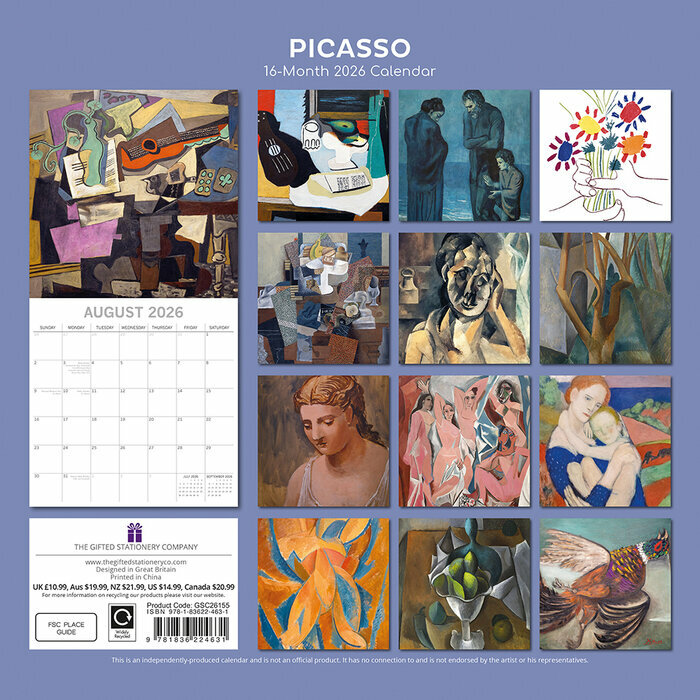 Calendrier 2026 Artiste Pablo Picasso