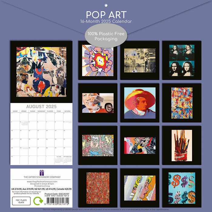 Calendrier Papier 2025 Artiste Pop art