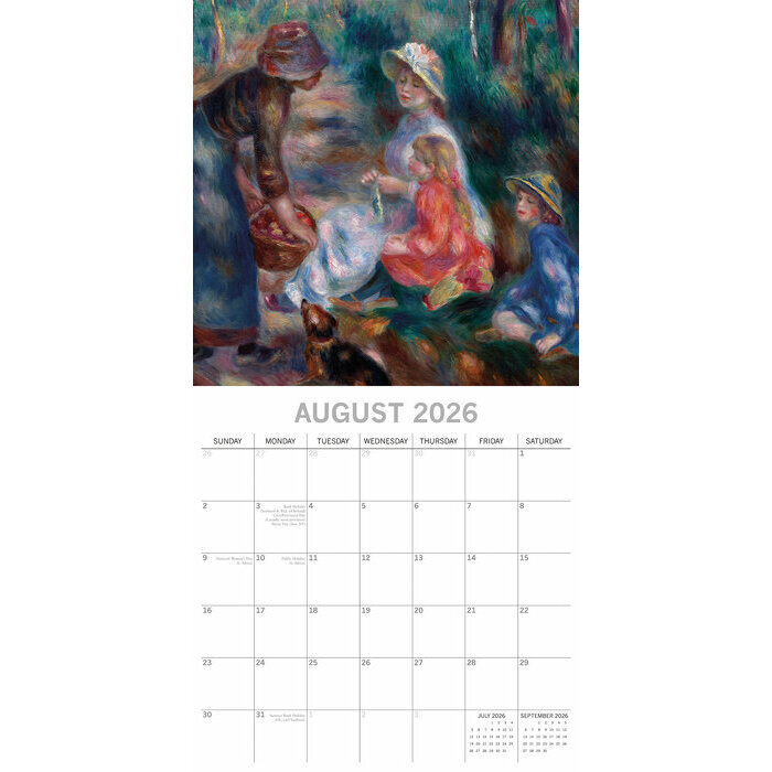 Calendrier Mural 2026  Auguste Renoir