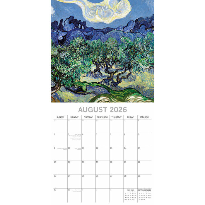 Calendrier Mural 2026  Vincent Van Gogh