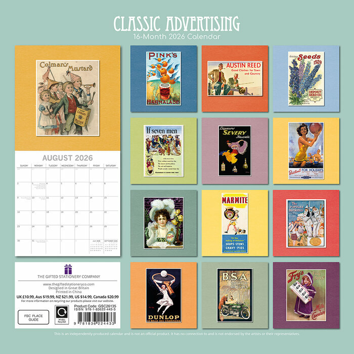 Calendrier 2026 Affiches Publicitaires Rtro Vintage
