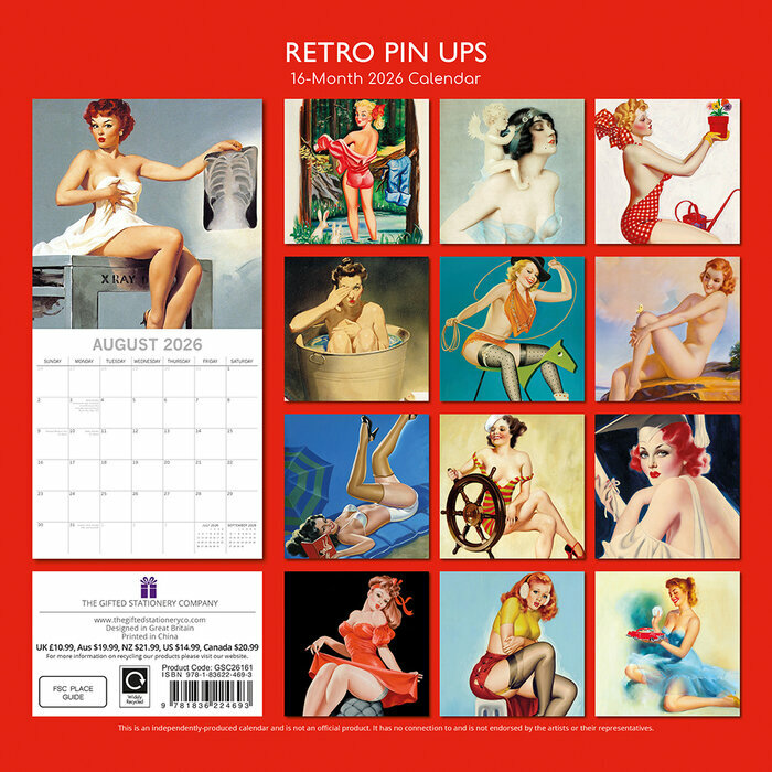 Calendrier 2026 Pin up Rétro Vintage