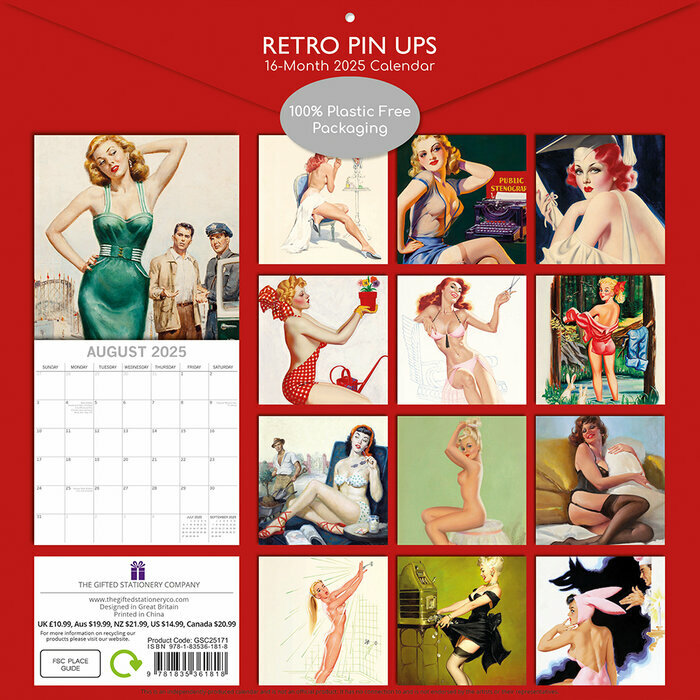 Calendrier Papier 2025 Pin up Rétro Vintage
