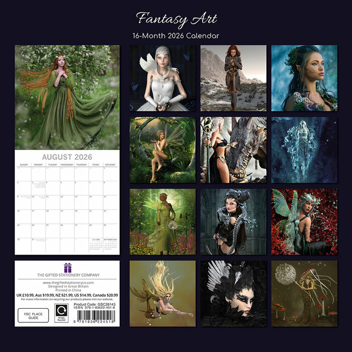 Calendrier 2026 Art Fantaisy Fantastique