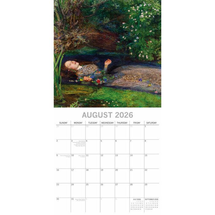 Calendrier Mural 2026 Mouvement Pre-Raphaelite
