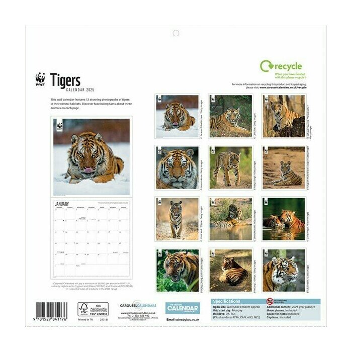 Calendrier Papier 2025 Tigres Flins WWF
