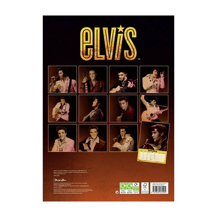 Calendrier papier 2025 Elvis Presley King Format A3