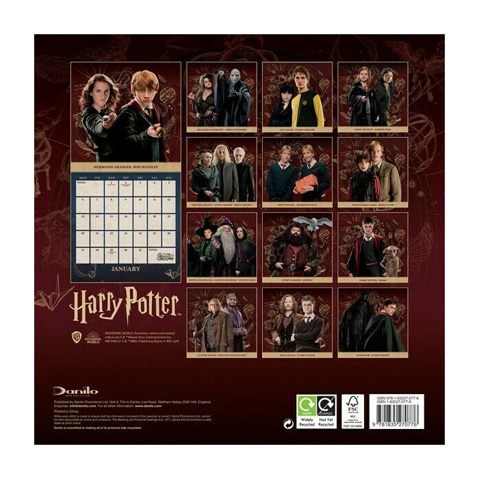 Calendrier Papier 2025 Harry Potter Film Saga