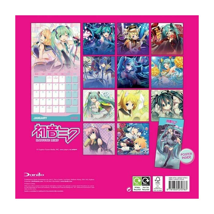 Calendrier Papier 2025 Chanteuse Virtuelle Hatsune Miku