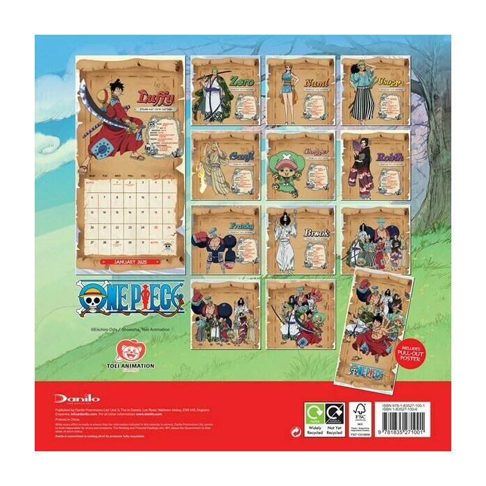 Calendrier Papier 2025 Manga One Piece