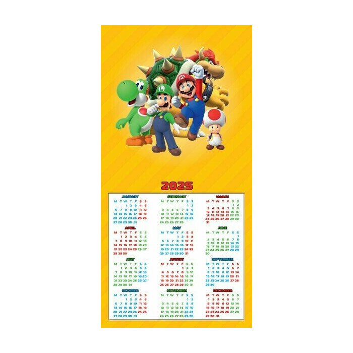 Calendrier 2025 Super Mario Jeux Vidéo