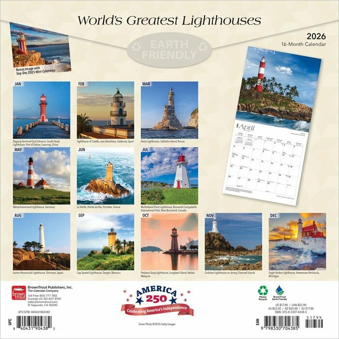 Calendrier 2026 Les Plus Beaux Phares du Monde