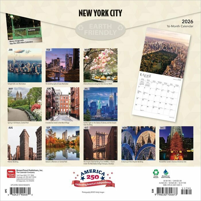 Calendrier 2026New York Etats-Unis