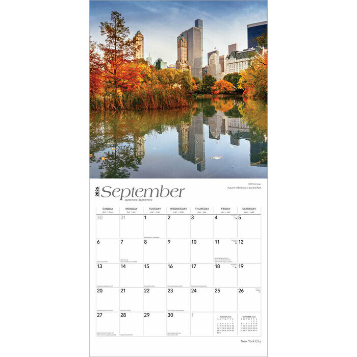 Calendrier Mural 2026 New York Etats-Unis