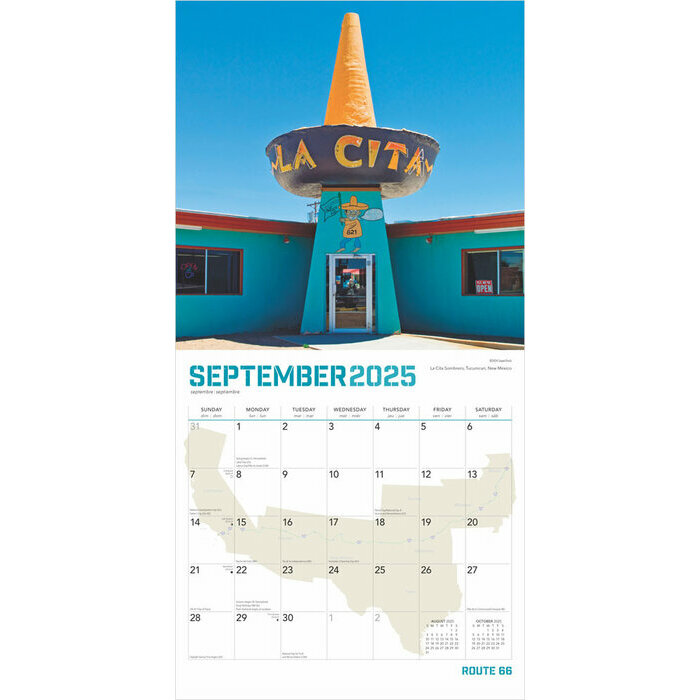 Calendrier 2025 Route 66 Mythique Etats-Unis