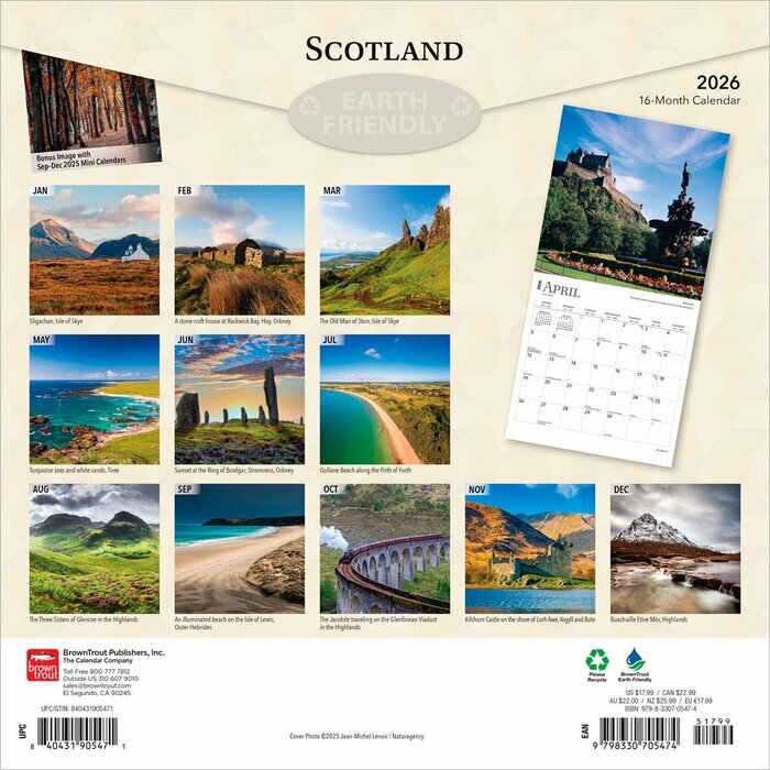Calendrier Papier 2025 Ecosse Scotland