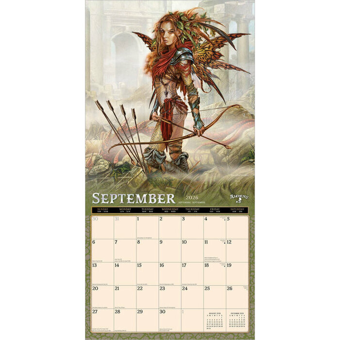 Calendrier papier 2026 Illustrations Gothiques Sorcires