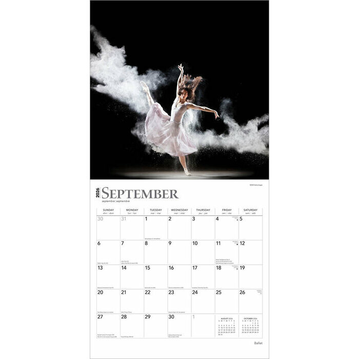 Calendrier papier 2026 Danse Classique Opéra Danseuse