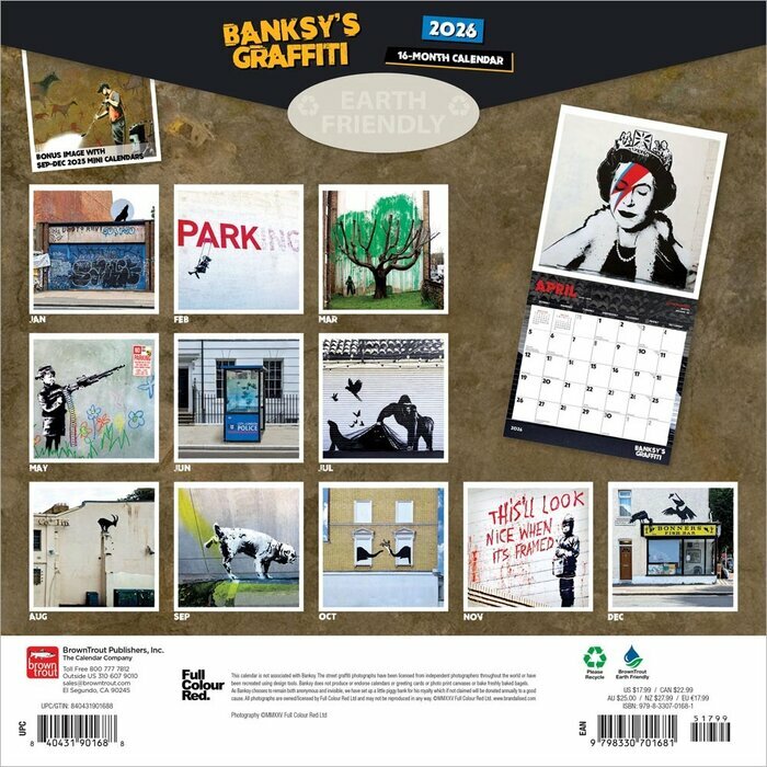 Calendrier 2026 Art Banksy Graffiti 