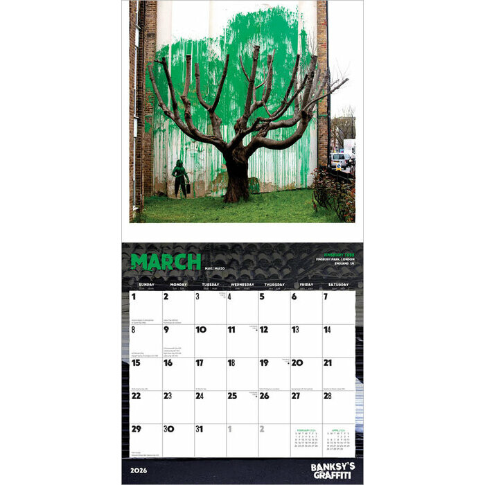 Calendrier papier 2026 Art Banksy Graffiti 