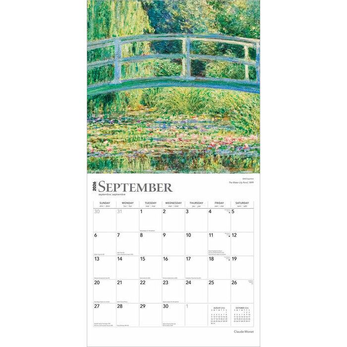 Calendrier papier 2026 Impressionniste Claude Monet