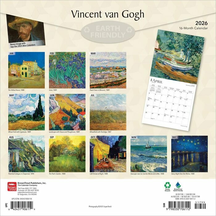Calendrier 2026 Art Vincent Van Gogh