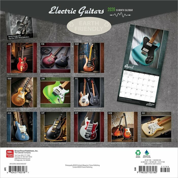 Calendrier 2026 Musique Guitares Electriques