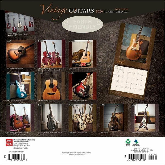 Calendrier Papier 2025 Musique Guitares Sches Classique